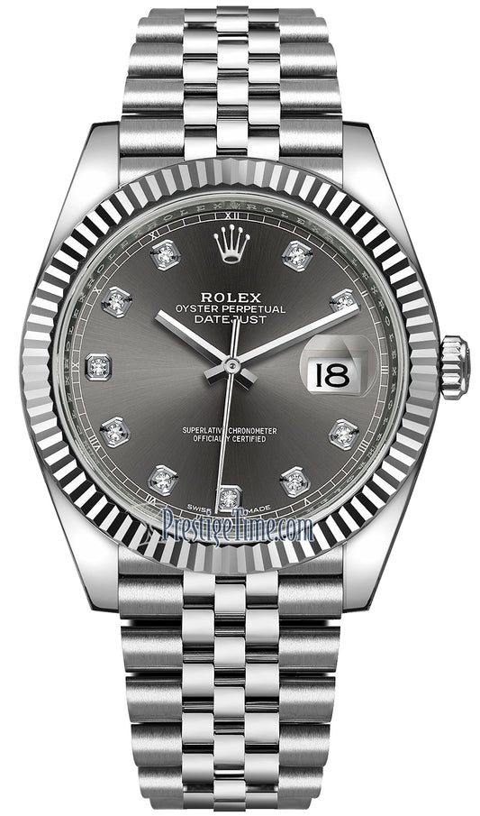 Rolex Datejust 41mm Stainless Steel 126334 Dark Rhodium Diamond Jubilee