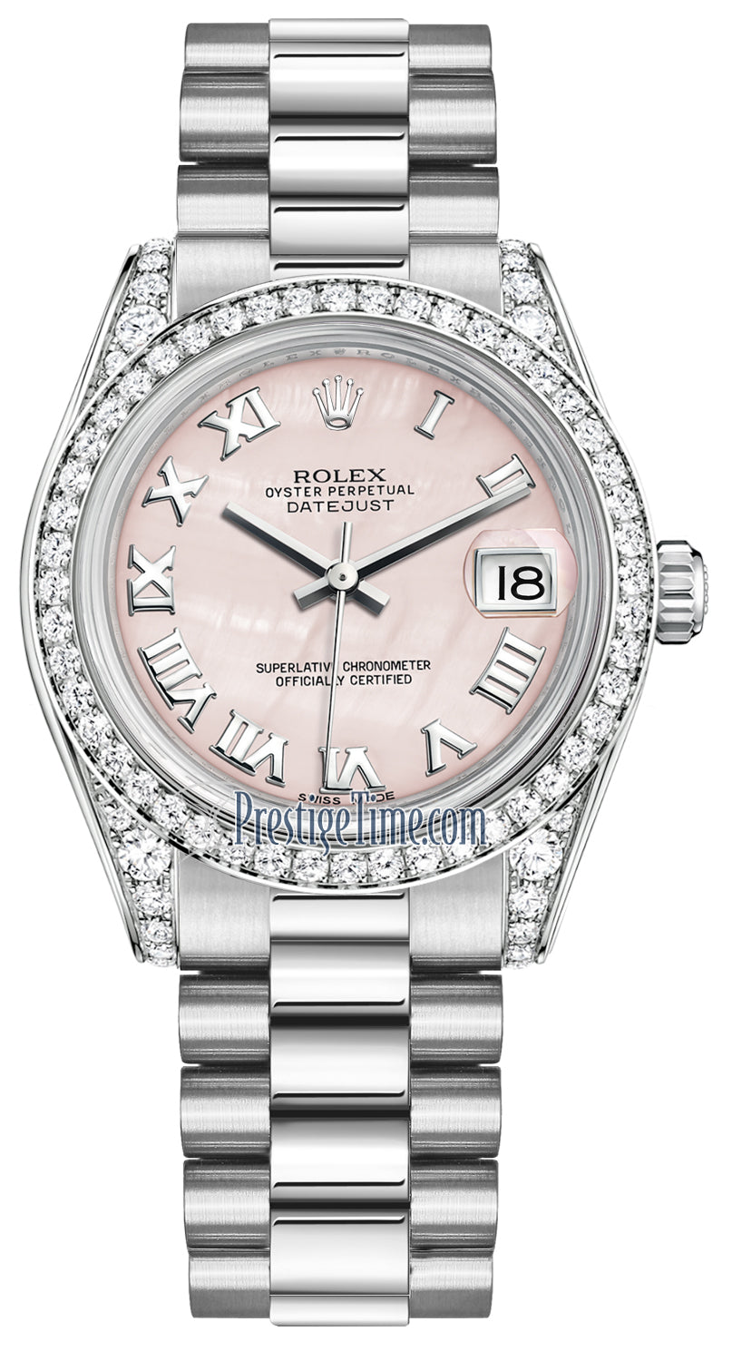 Rolex Datejust 31mm White Gold 178159 Pink MOP Roman President