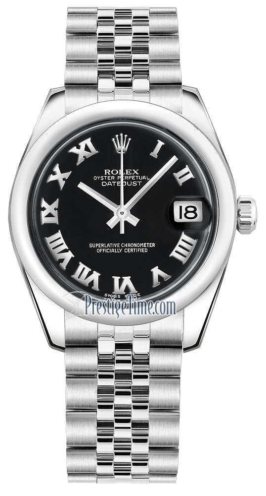 Rolex Datejust 31mm Stainless Steel 178240 Black Roman Jubilee