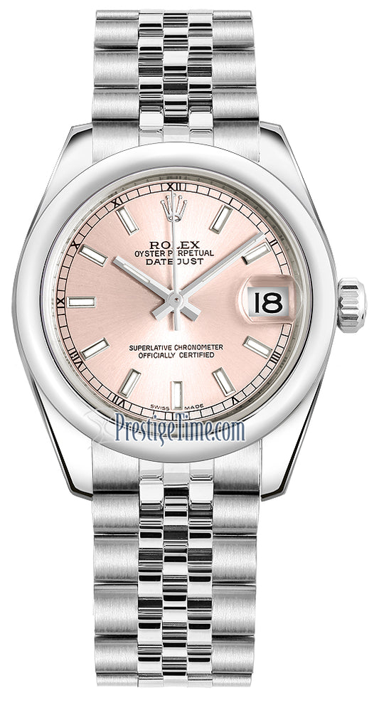 Rolex Datejust 31mm Stainless Steel 178240 Pink Index Jubilee