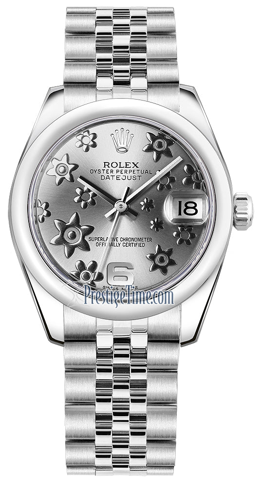 Rolex Datejust 31mm Stainless Steel 178240 Rhodium Floral Jubilee