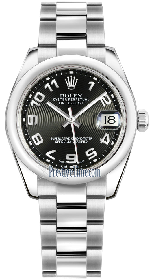 Rolex Datejust 31mm Stainless Steel 178240 Black Concentric Arabic Oyster
