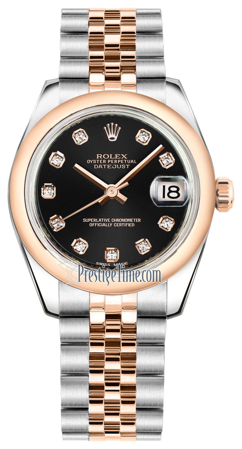 Rolex Datejust 31mm Stainless Steel and Rose Gold 178241 Black Diamond Jubilee