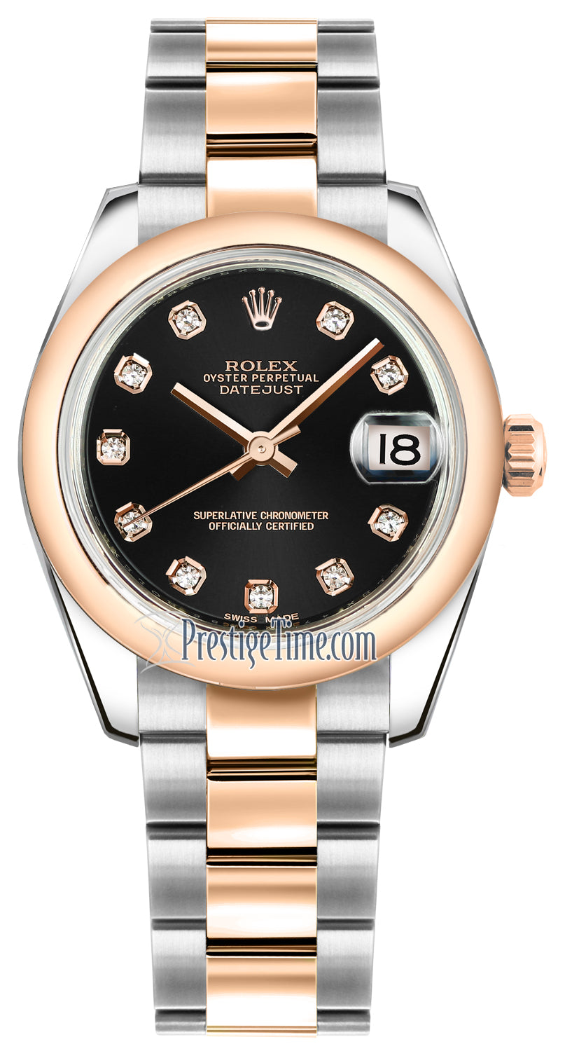 Rolex Datejust 31mm Stainless Steel and Rose Gold 178241 Black Diamond Oyster