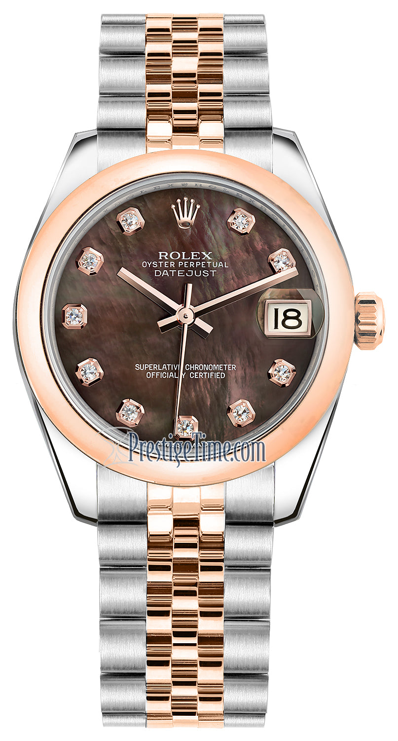 Rolex Datejust 31mm Stainless Steel and Rose Gold 178241 Black MOP Diamond Jubilee