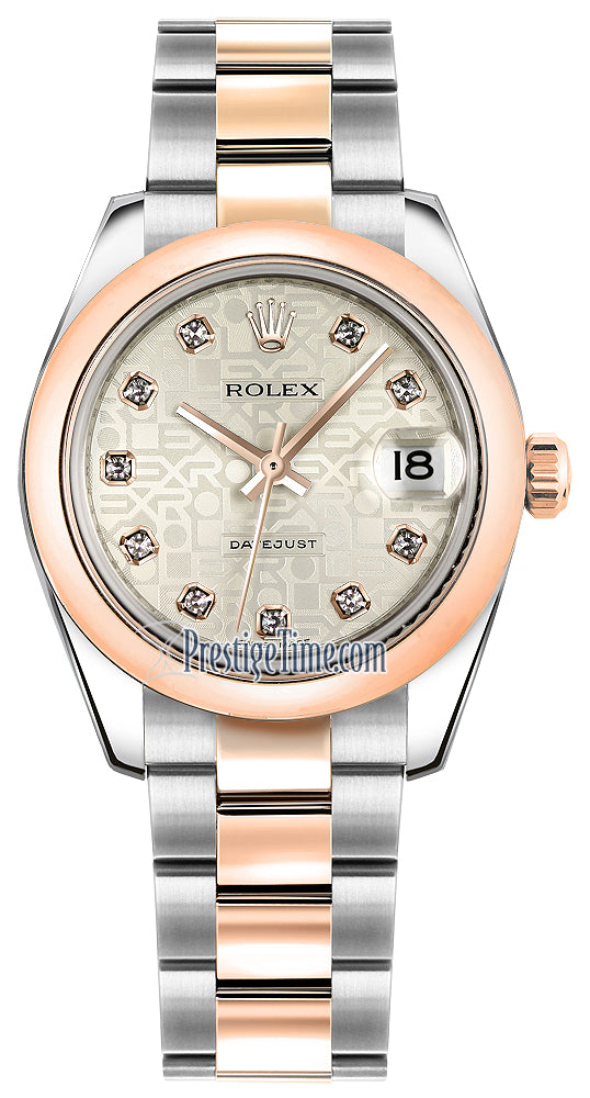 Rolex Datejust 31mm Stainless Steel and Rose Gold 178241 Jubilee Silver Diamond Oyster