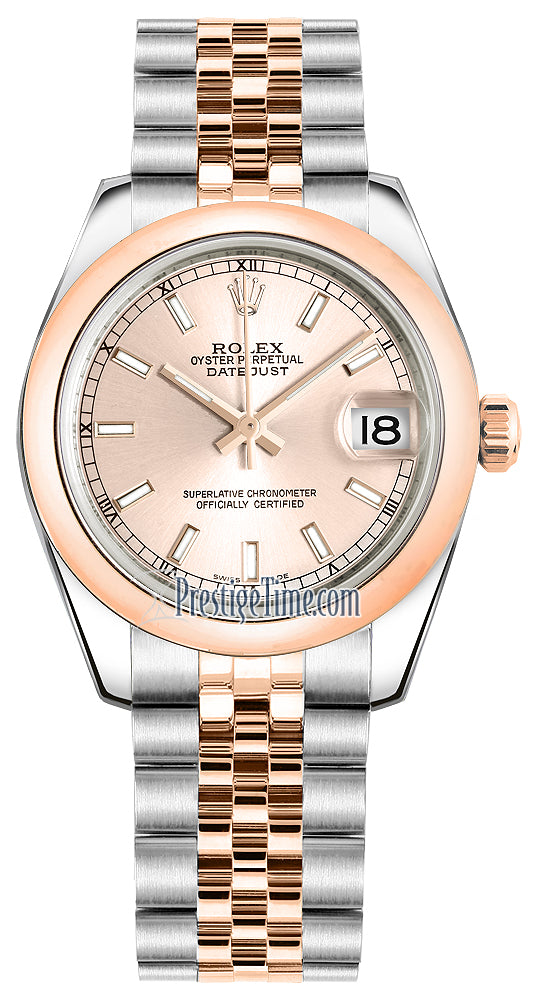 Rolex Datejust 31mm Stainless Steel and Rose Gold 178241 Pink Index Jubilee