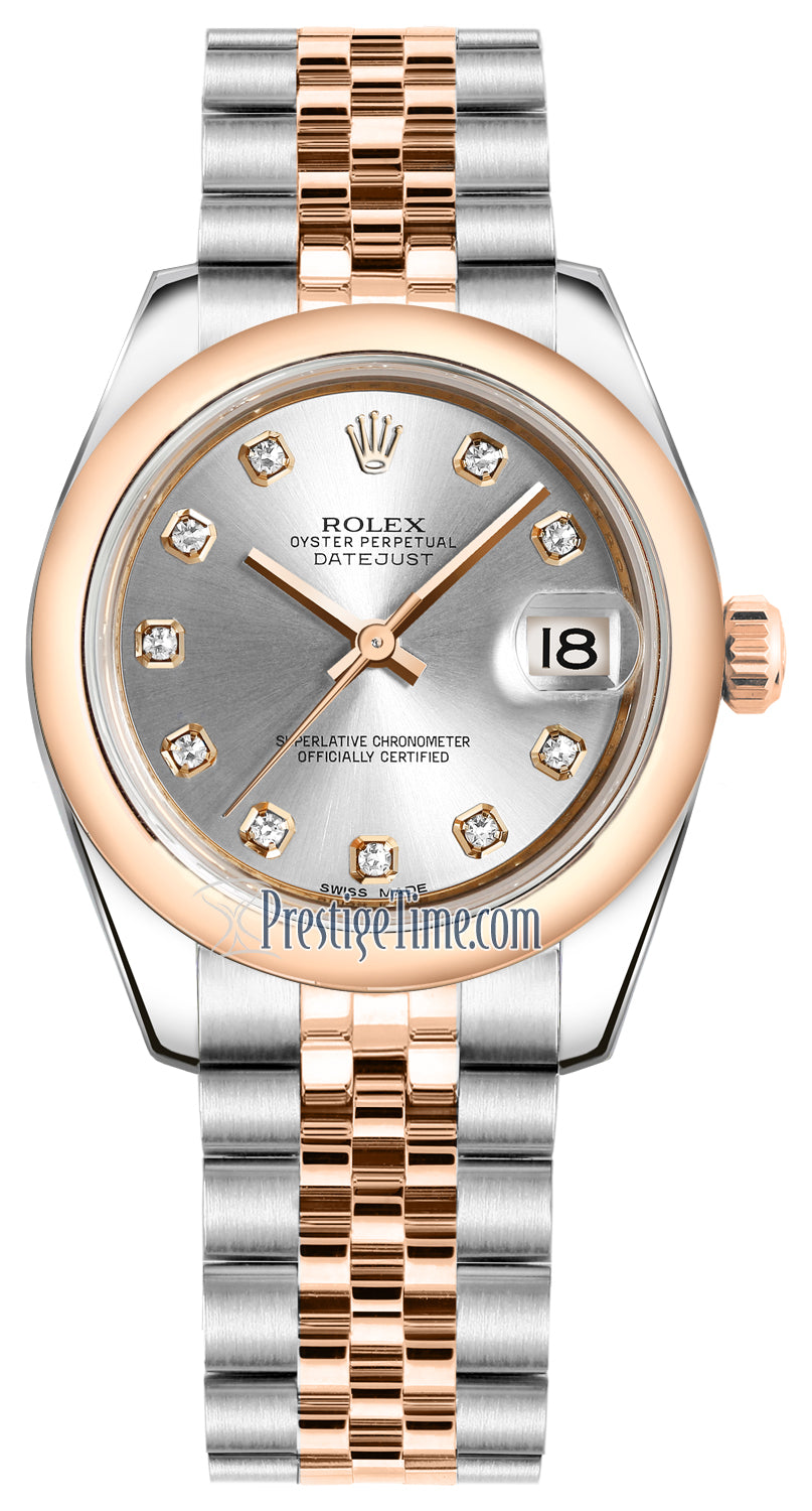 Rolex Datejust 31mm Stainless Steel and Rose Gold 178241 Silver Diamond Jubilee