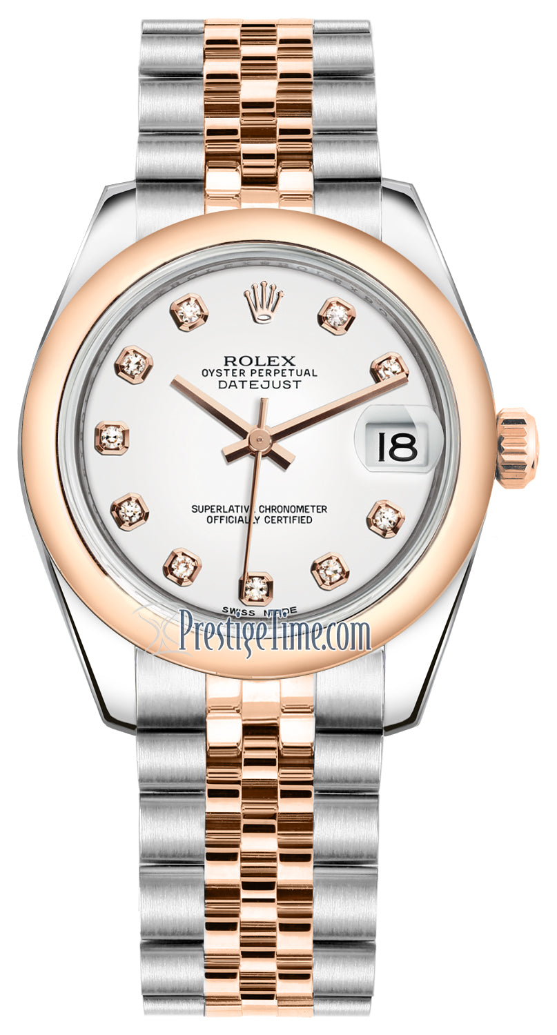 Rolex Datejust 31mm Stainless Steel and Rose Gold 178241 White Diamond Jubilee