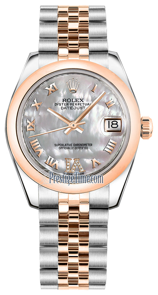 Rolex Datejust 31mm Stainless Steel and Rose Gold 178241 White MOP VI Roman Jubilee