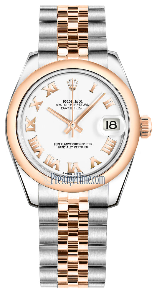 Rolex Datejust 31mm Stainless Steel and Rose Gold 178241 White Roman Jubilee