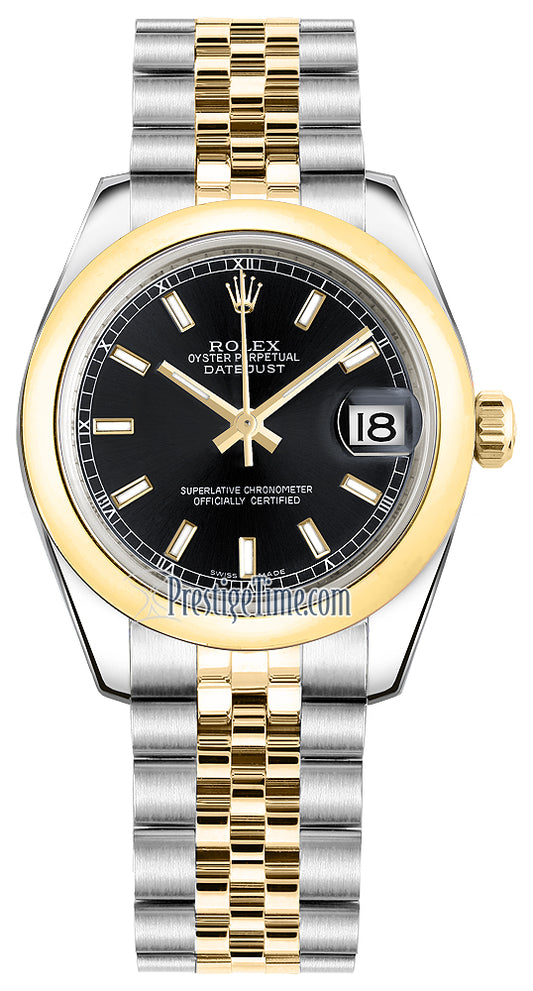 Rolex Datejust 31mm Stainless Steel and Yellow Gold 178243 Black Index Jubilee