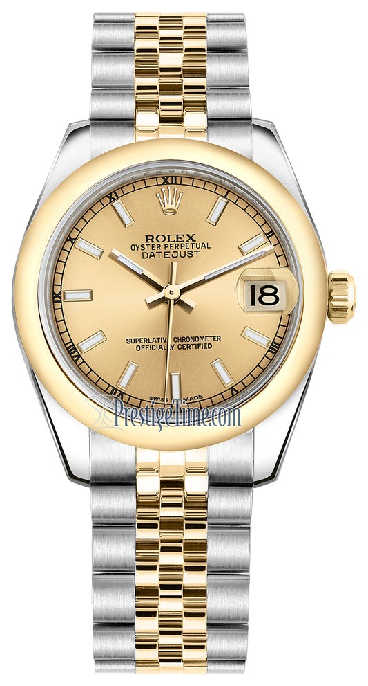 Rolex Datejust 31mm Stainless Steel and Yellow Gold 178243 Champagne Index Jubilee