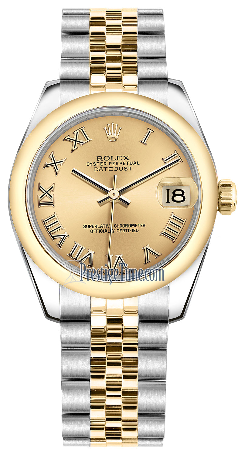 Rolex Datejust 31mm Stainless Steel and Yellow Gold 178243 Champagne Roman Jubilee