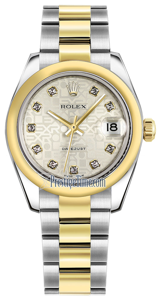 Rolex Datejust 31mm Stainless Steel and Yellow Gold 178243 Jubilee Silver Diamond Oyster