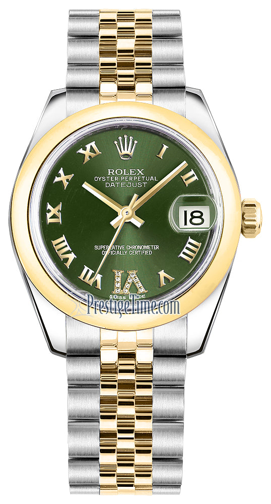 Rolex Datejust 31mm Stainless Steel and Yellow Gold 178243 Olive Green VI Roman Jubilee