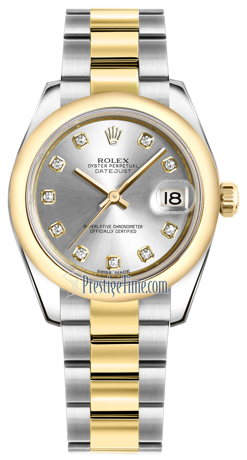 Rolex Datejust 31mm Stainless Steel and Yellow Gold 178243 Silver Diamond Oyster