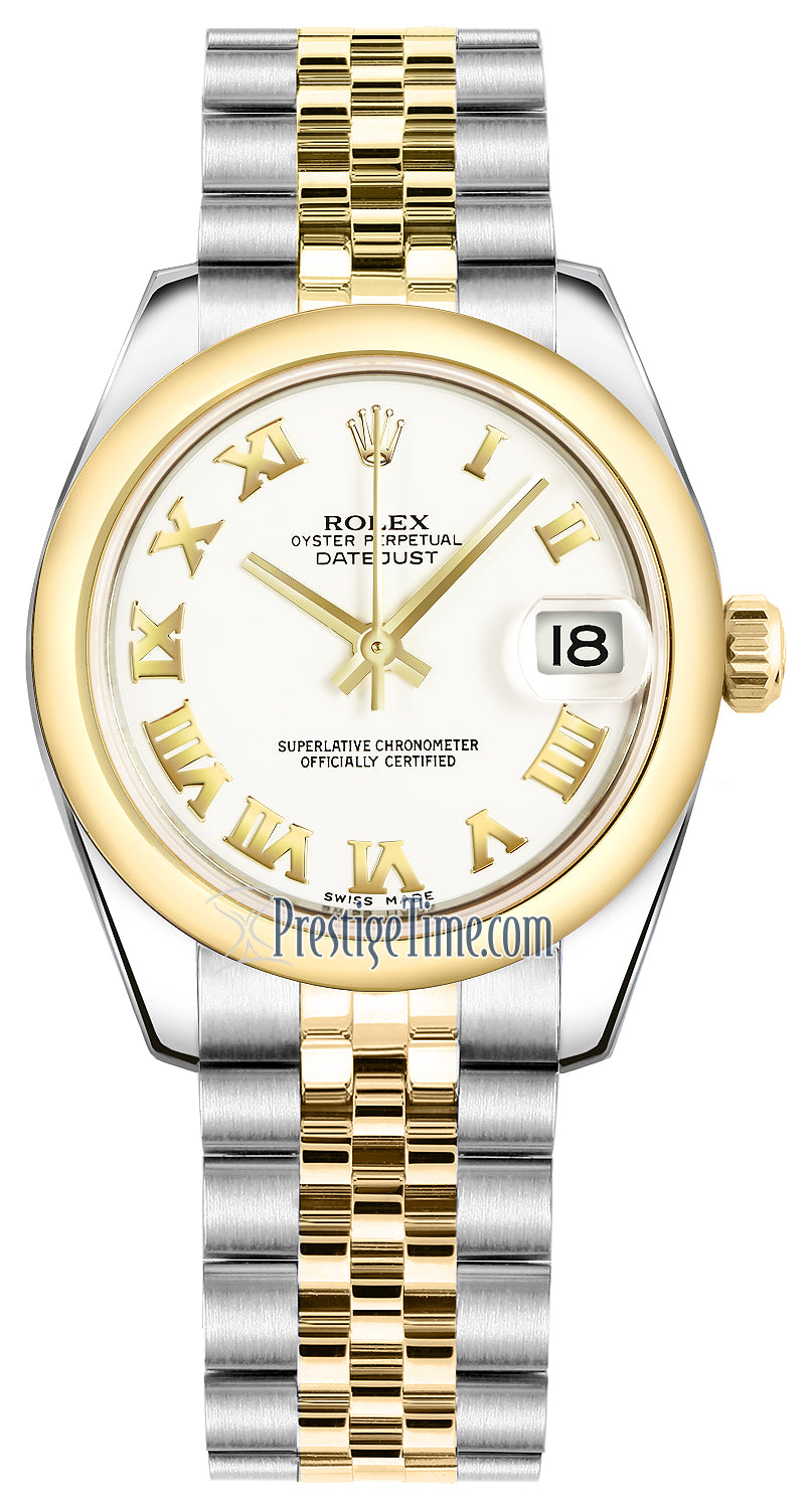 Rolex Datejust 31mm Stainless Steel and Yellow Gold 178243 White Roman Jubilee