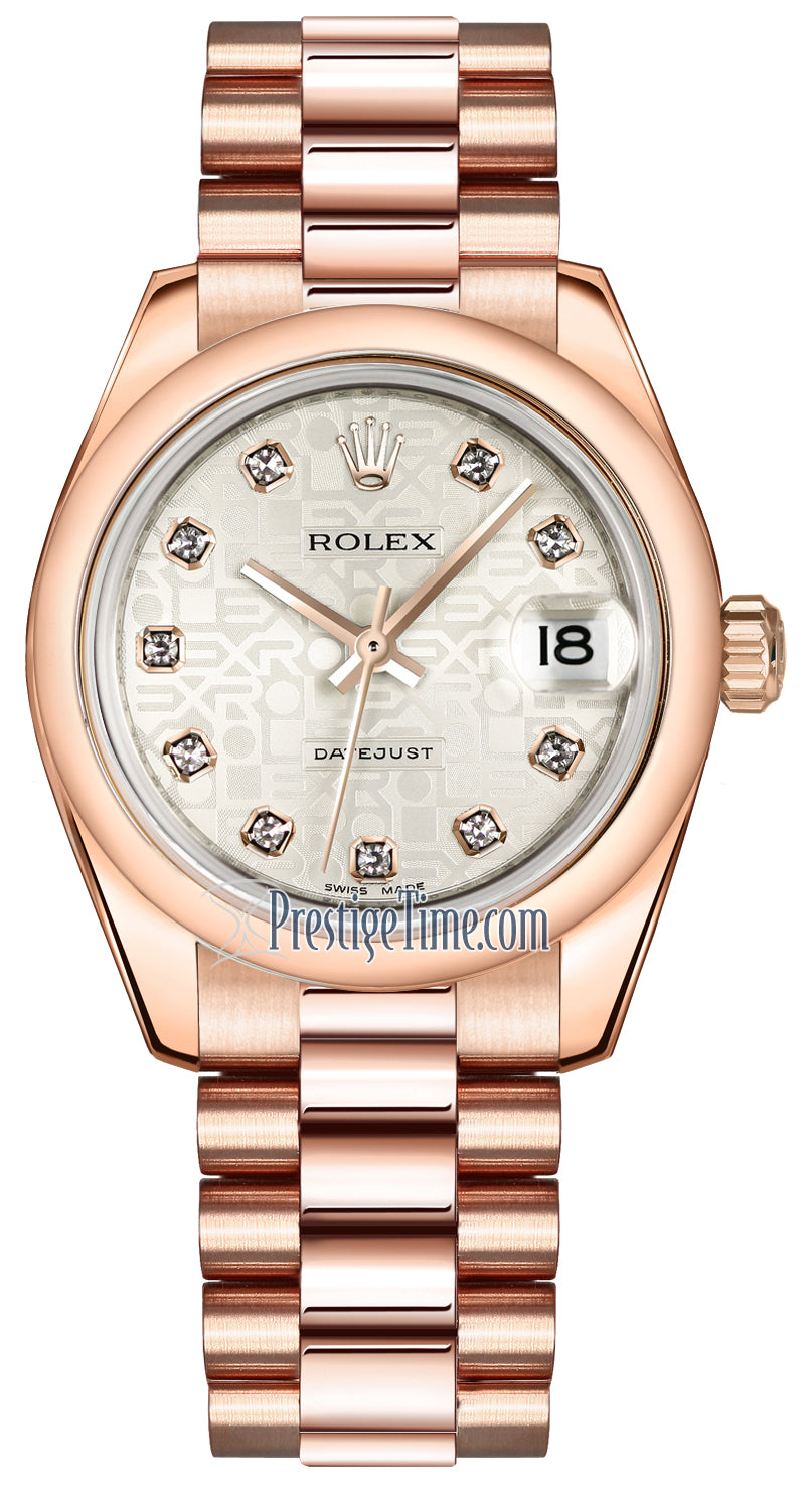 Rolex Datejust 31mm Everose Gold 178245 Silver Jubilee Diamond President