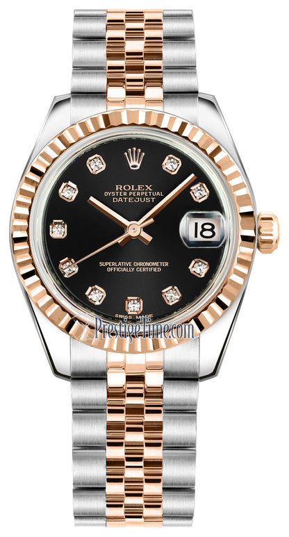 Rolex Datejust 31mm Stainless Steel and Rose Gold 178271 Black Diamond Jubilee