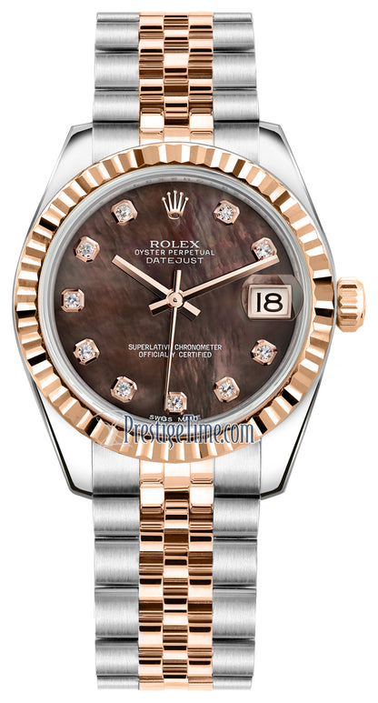 Rolex Datejust 31mm Stainless Steel and Rose Gold 178271 Black MOP Diamond Jubilee