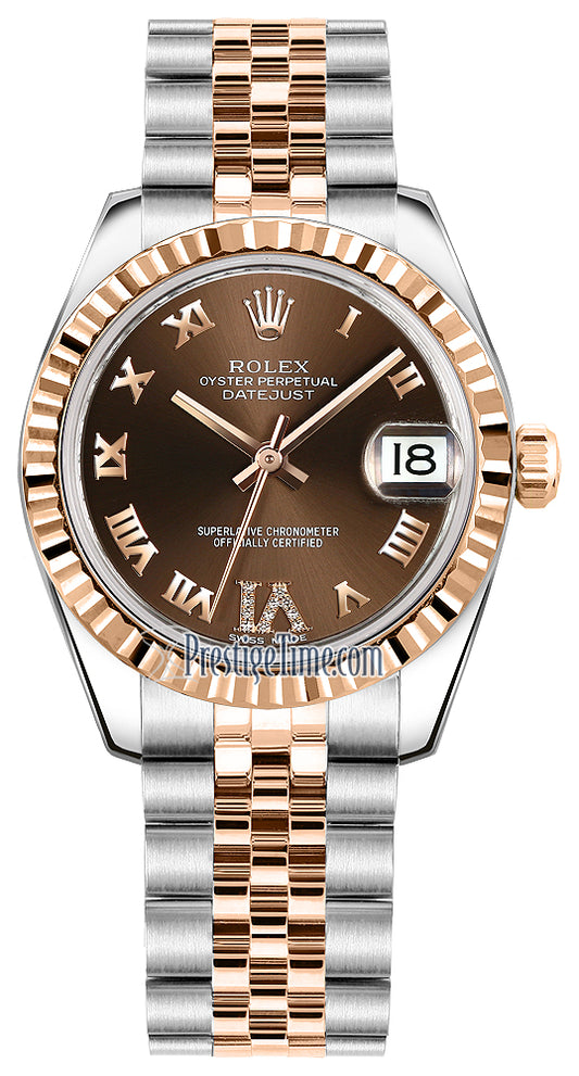 Rolex Datejust 31mm Stainless Steel and Rose Gold 178271 Chocolate VI Roman Jubilee