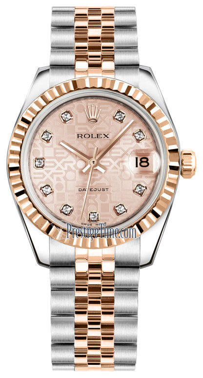 Rolex Datejust 31mm Stainless Steel and Rose Gold 178271 Jubilee Pink Diamond Jubilee