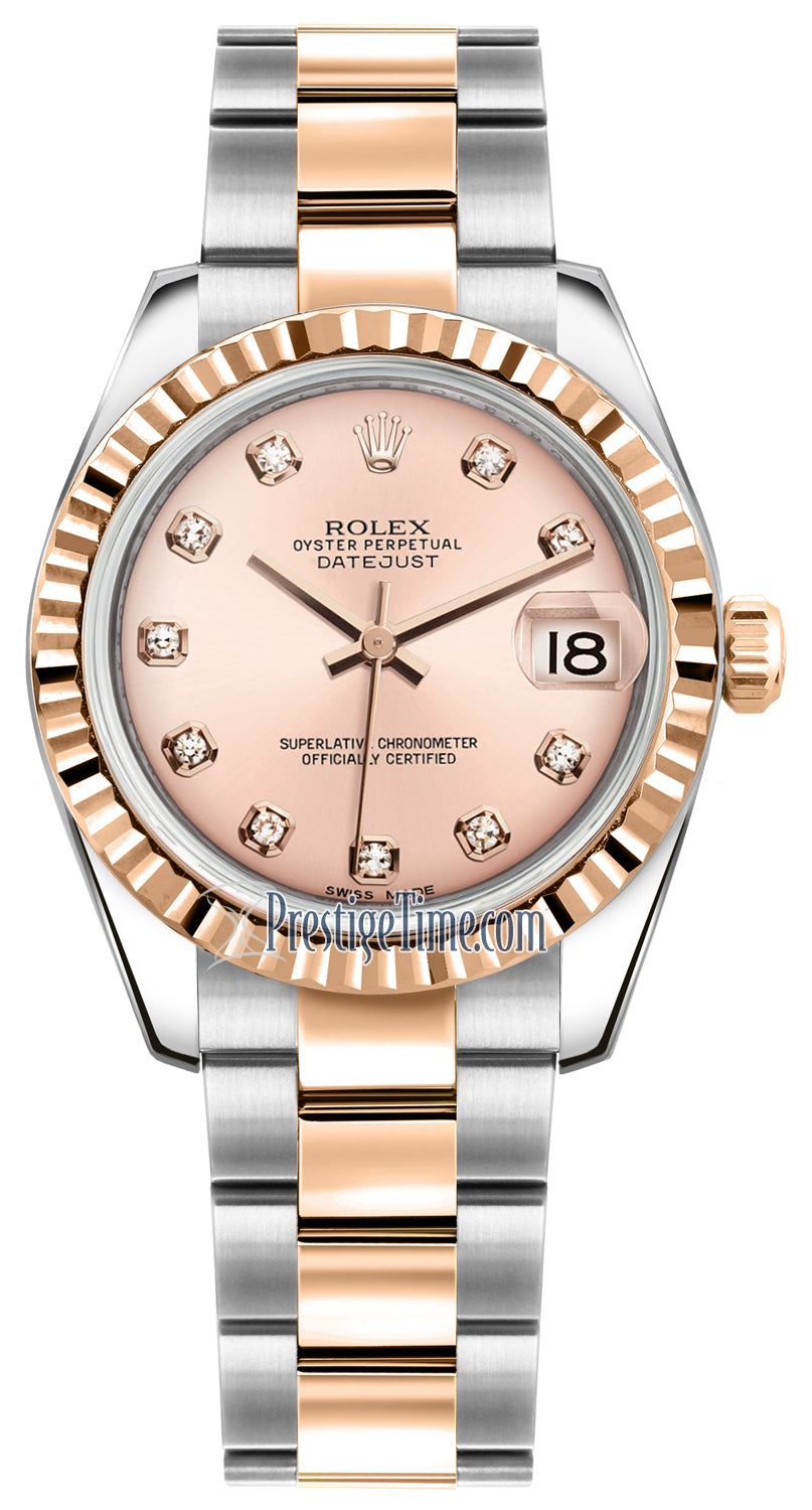 Rolex Datejust 31mm Stainless Steel and Rose Gold 178271 Pink Diamond Oyster