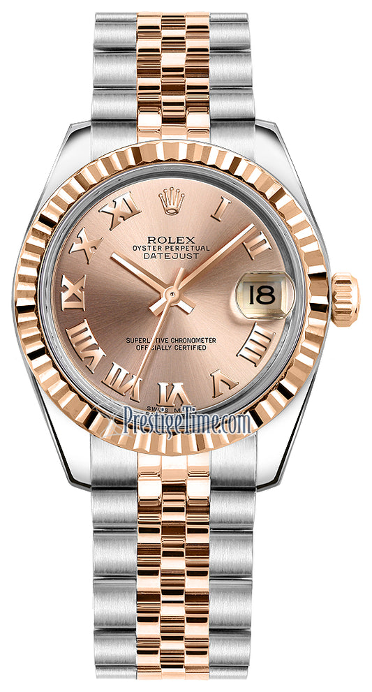 Rolex Datejust 31mm Stainless Steel and Rose Gold 178271 Pink Roman Jubilee