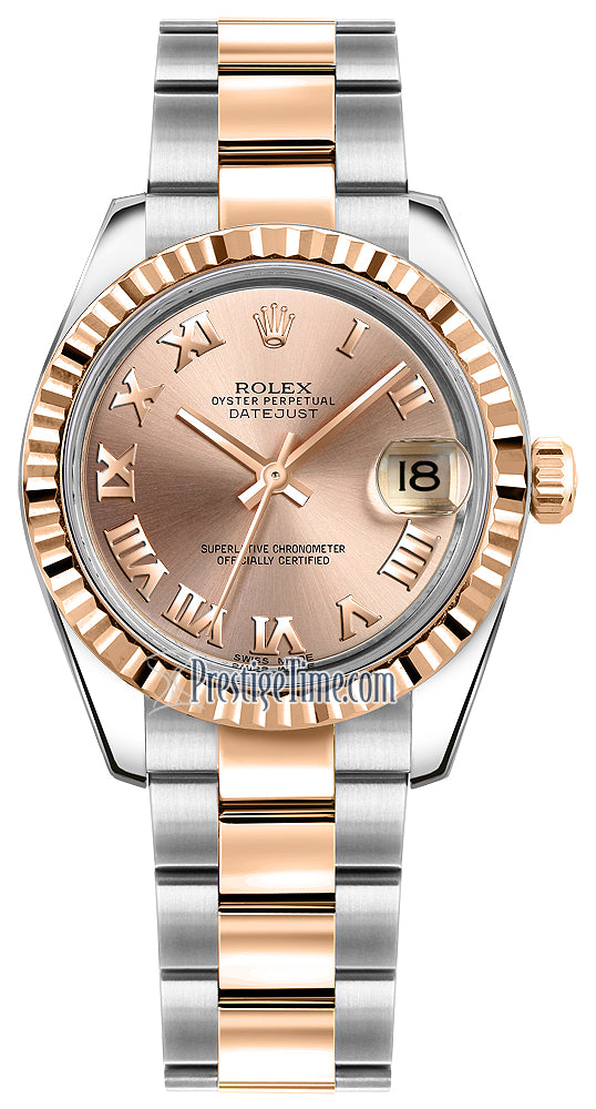 Rolex Datejust 31mm Stainless Steel and Rose Gold 178271 Pink Roman Oyster