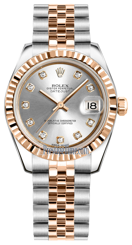 Rolex Datejust 31mm Stainless Steel and Rose Gold 178271 Silver Diamond Jubilee