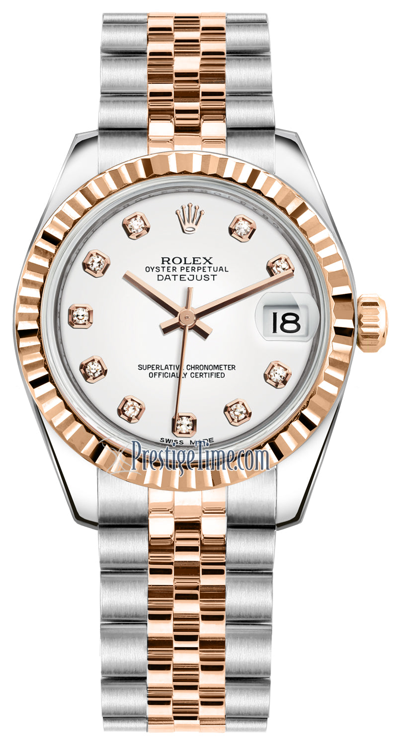 Rolex Datejust 31mm Stainless Steel and Rose Gold 178271 White Diamond Jubilee