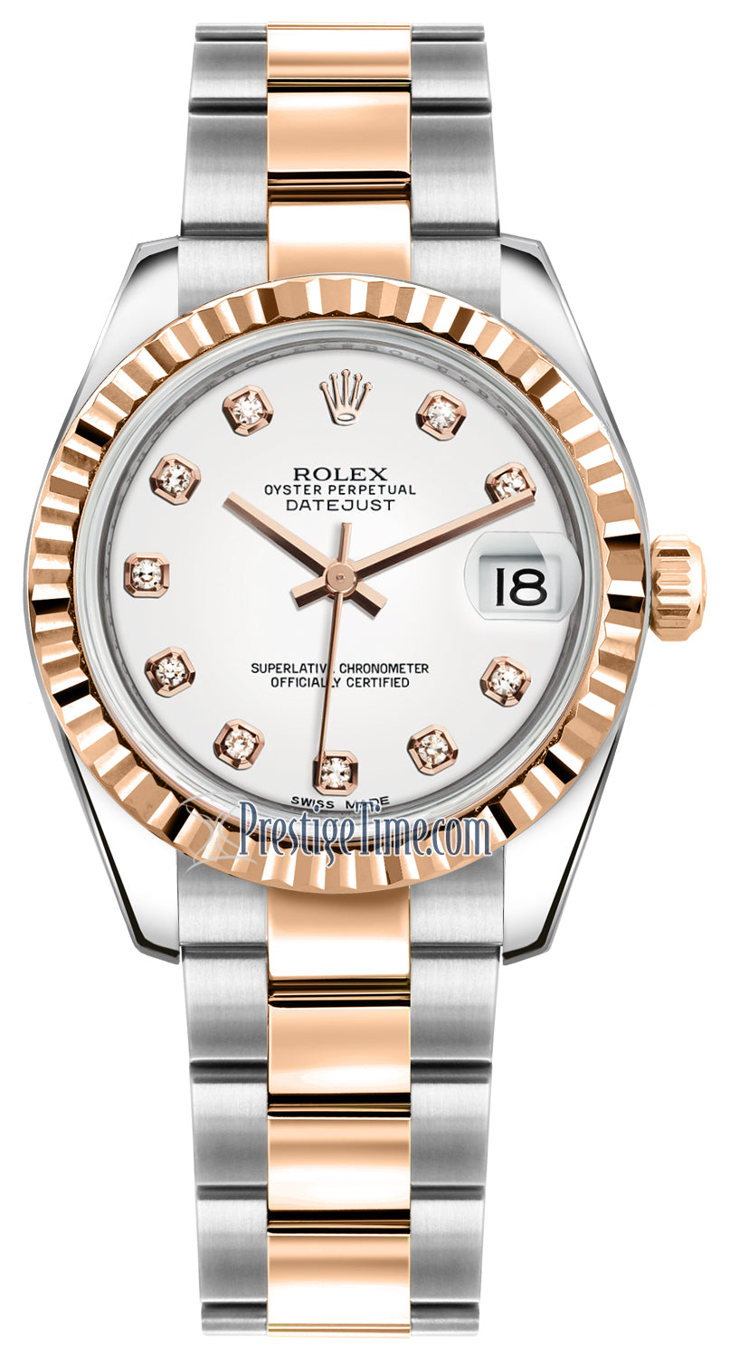 Rolex Datejust 31mm Stainless Steel and Rose Gold 178271 White Diamond Oyster