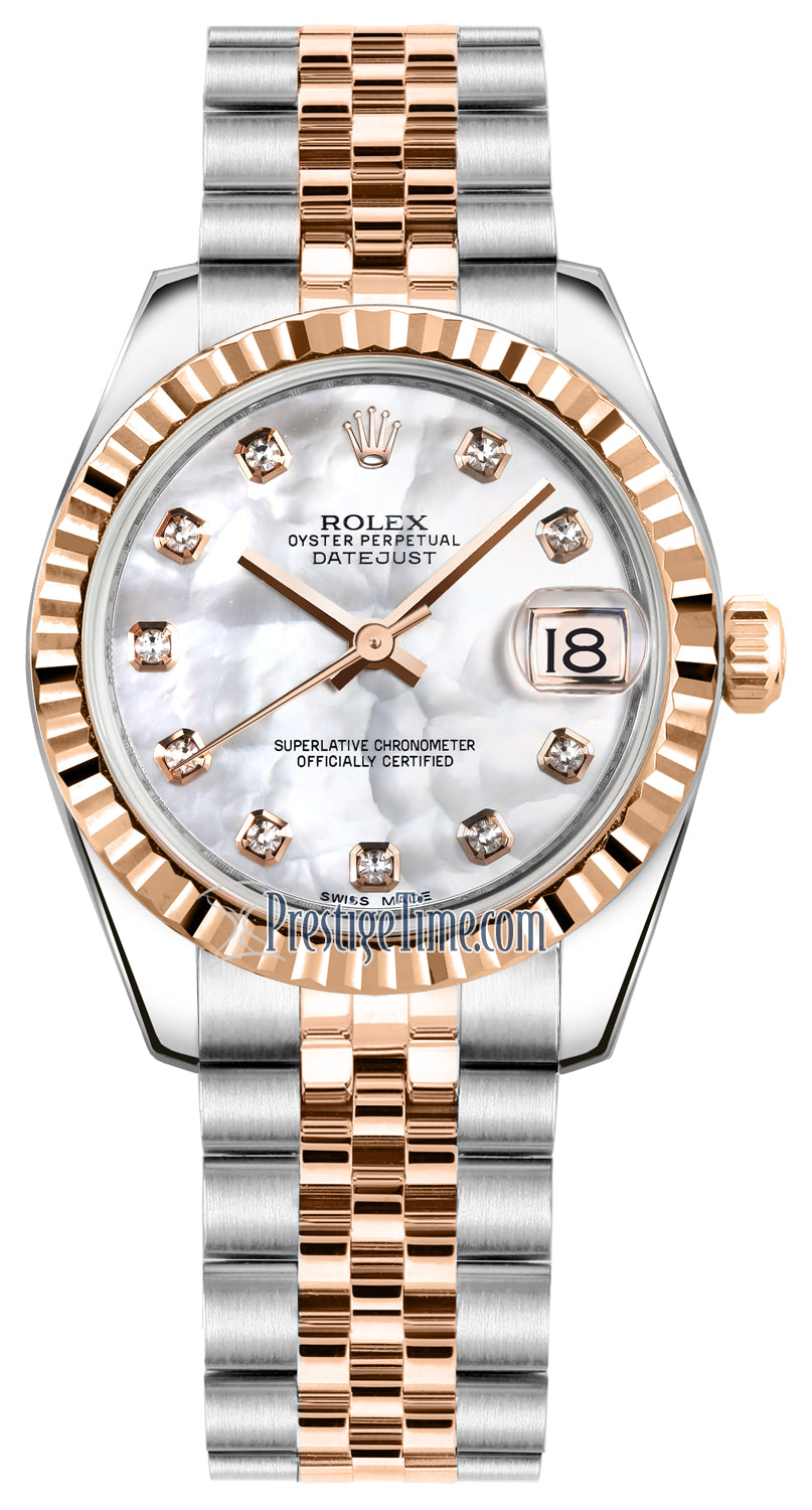 Rolex Datejust 31mm Stainless Steel and Rose Gold 178271 White MOP Diamond Jubilee