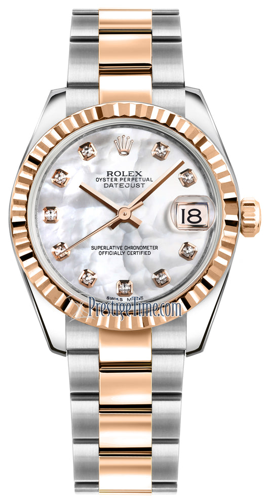 Rolex Datejust 31mm Stainless Steel and Rose Gold 178271 White MOP Diamond Oyster