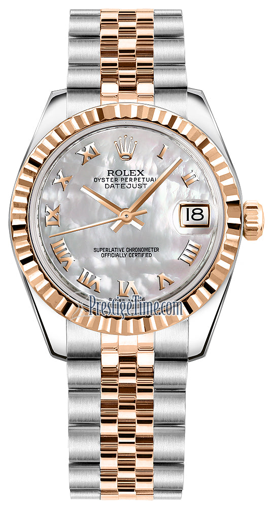 Rolex Datejust 31mm Stainless Steel and Rose Gold 178271 White MOP Roman Jubilee