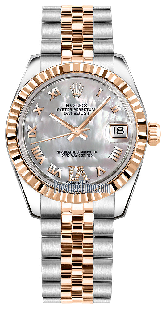 Rolex Datejust 31mm Stainless Steel and Rose Gold 178271 White MOP VI Roman Jubilee