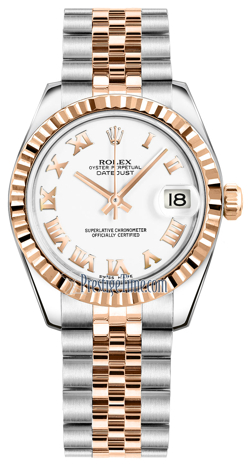 Rolex Datejust 31mm Stainless Steel and Rose Gold 178271 White Roman Jubilee