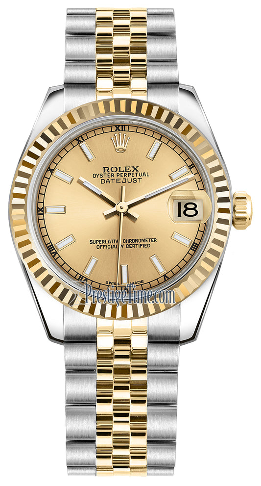 Rolex Datejust 31mm Stainless Steel and Yellow Gold 178273 Champagne Index Jubilee