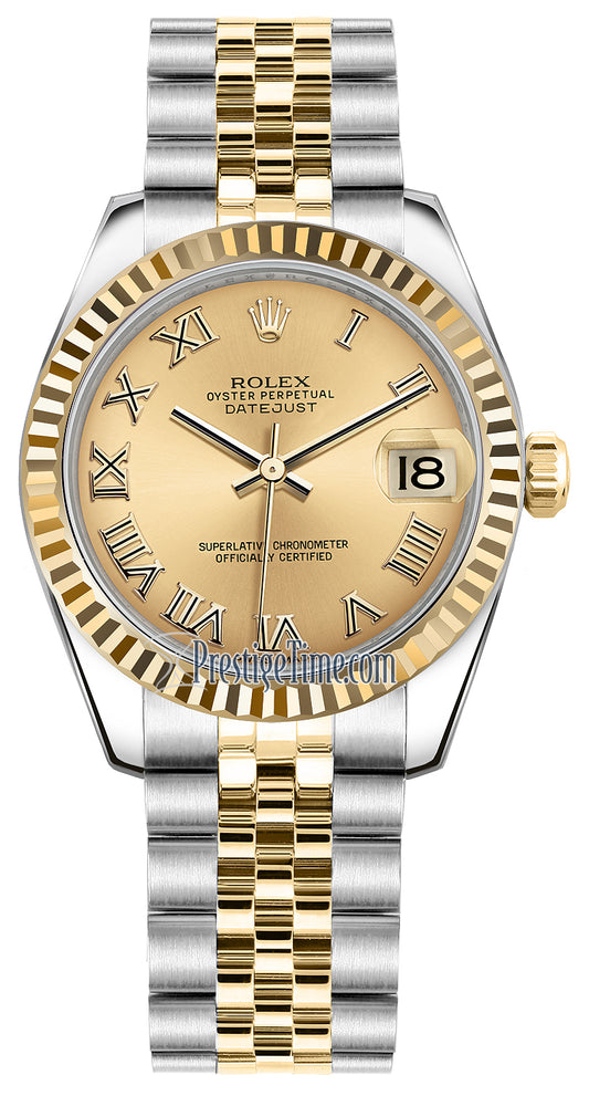 Rolex Datejust 31mm Stainless Steel and Yellow Gold 178273 Champagne Roman Jubilee