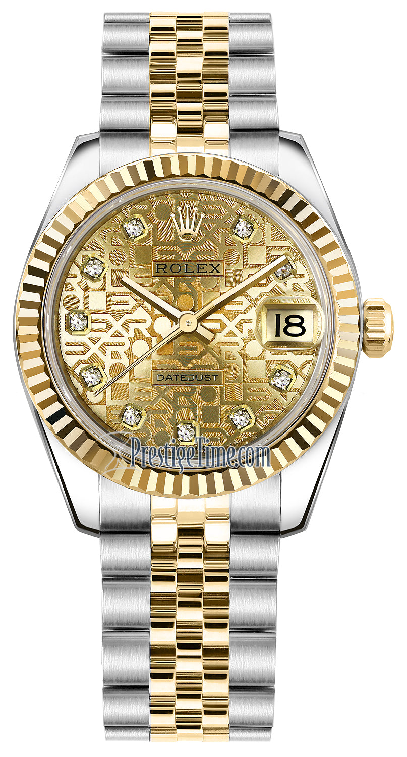 Rolex Datejust 31mm Stainless Steel and Yellow Gold 178273 Jubilee Champagne Diamond Jubilee