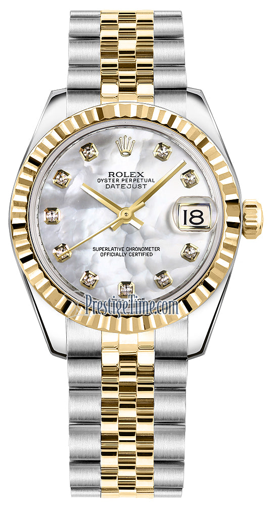 Rolex Datejust 31mm Stainless Steel and Yellow Gold 178273 White MOP Diamond Jubilee