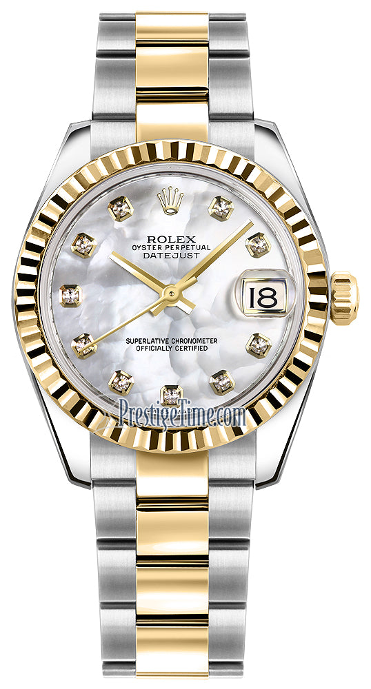 Rolex Datejust 31mm Stainless Steel and Yellow Gold 178273 White MOP Diamond Oyster