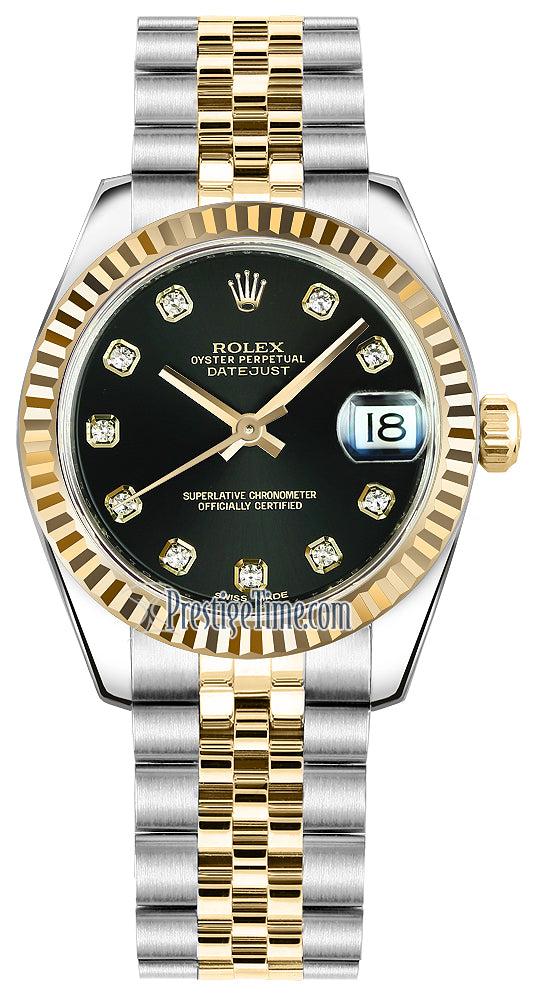 Rolex Datejust 31mm Stainless Steel and Yellow Gold 178273 Black Diamond Jubilee