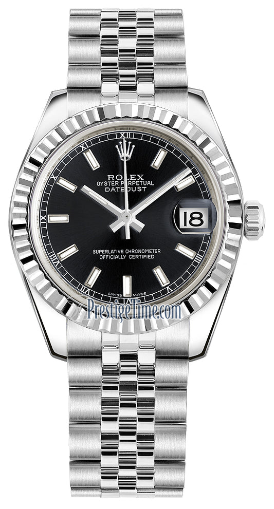 Rolex Datejust 31mm Stainless Steel 178274 Black Index Jubilee