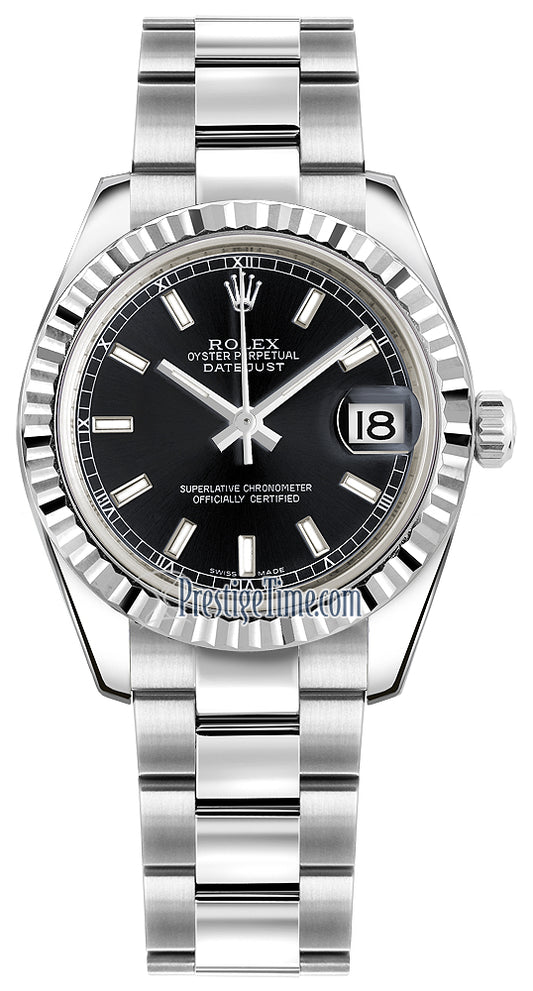 Rolex Datejust 31mm Stainless Steel 178274 Black Index Oyster