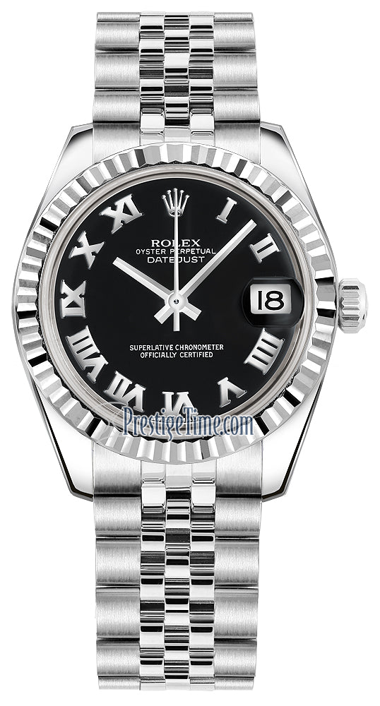 Rolex Datejust 31mm Stainless Steel 178274 Black Roman Jubilee