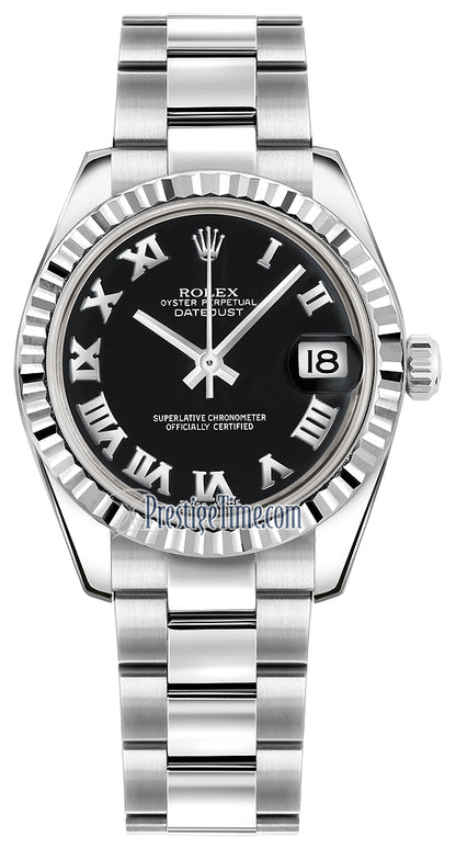 Rolex Datejust 31mm Stainless Steel 178274 Black Roman Oyster