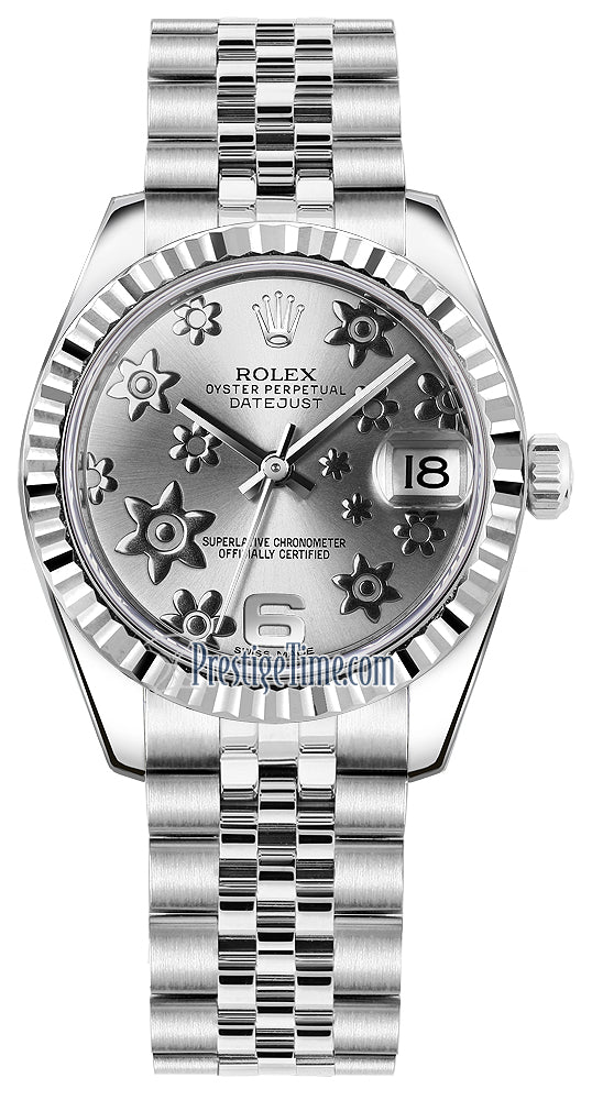 Rolex Datejust 31mm Stainless Steel 178274 Rhodium Floral Jubilee