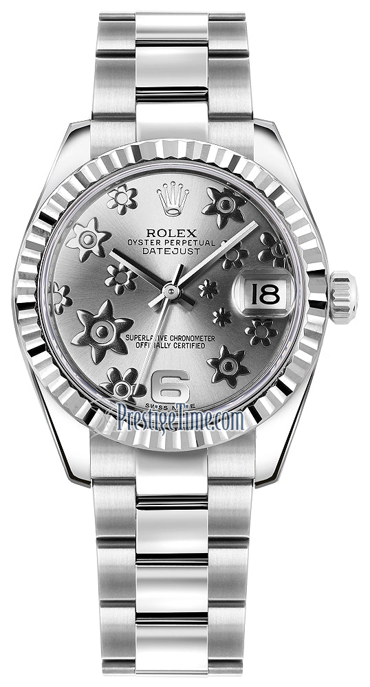 Rolex Datejust 31mm Stainless Steel 178274 Rhodium Floral Oyster